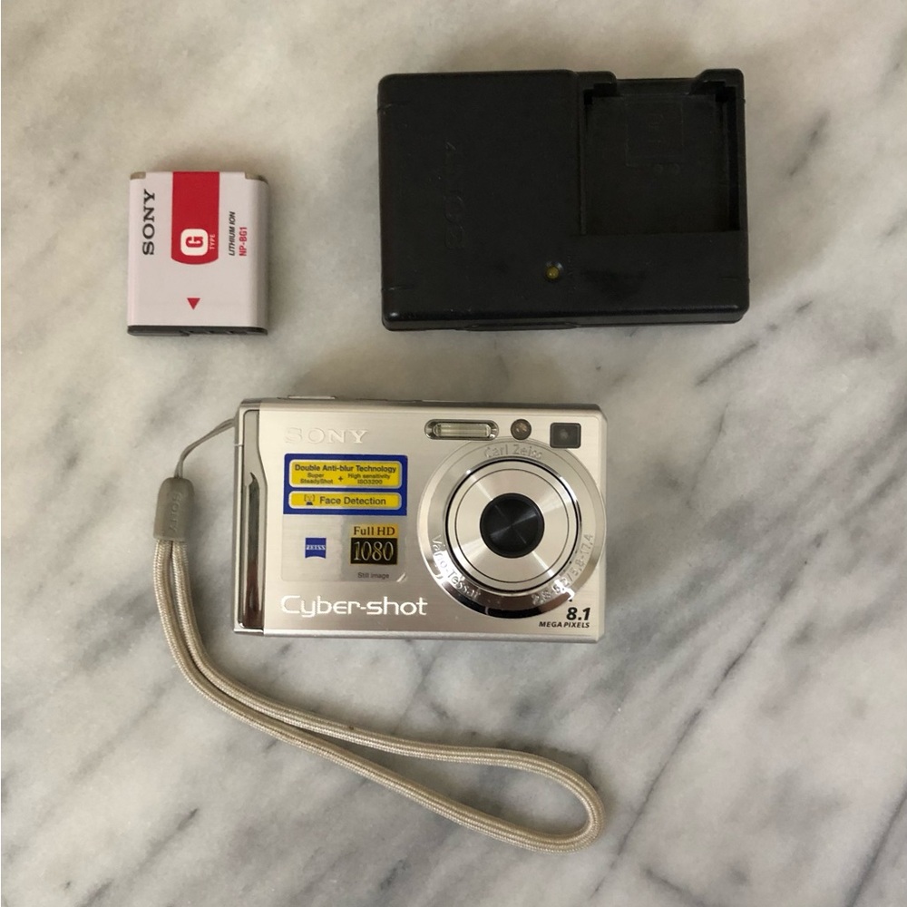 WORKS Sony Silver Cyber-shot Compact Digital Camera with Wrist Strap
